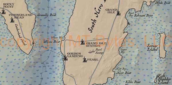 Excerpt of 1700's style Lake Champlain map 